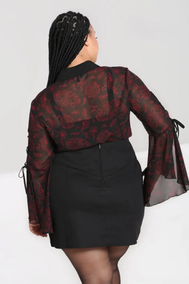 Hell Bunny Clarice Blouse Black Clearance