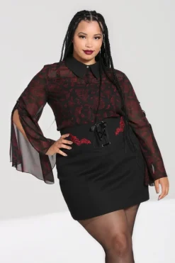Hell Bunny Clarice Blouse Black Clearance