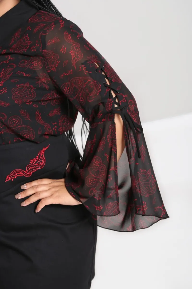 Hell Bunny Clarice Blouse Black Clearance