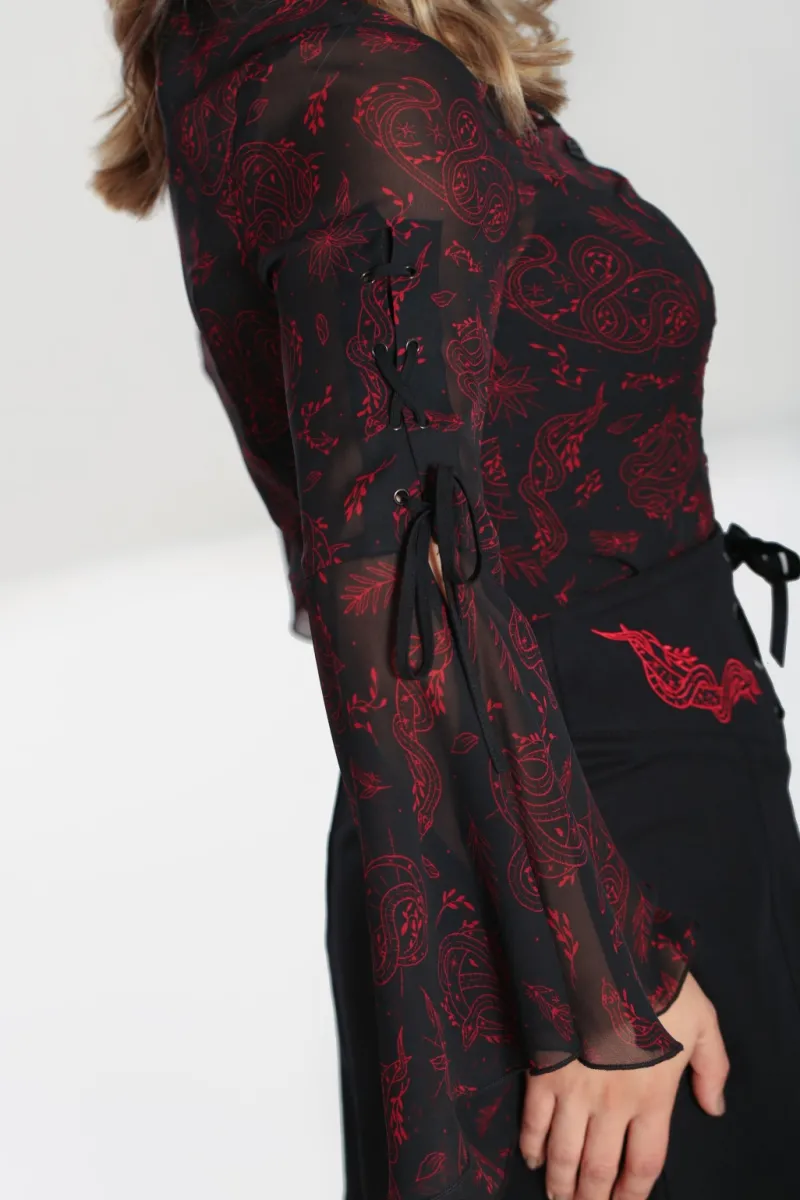 Hell Bunny Clarice Blouse Black Clearance