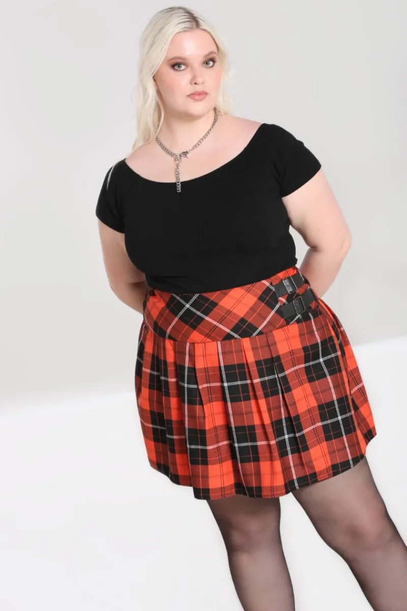 Hell Bunny Clementine Mini Skirt Orange Clearance