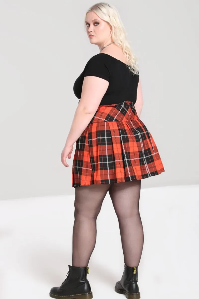 Hell Bunny Clementine Mini Skirt Orange Clearance