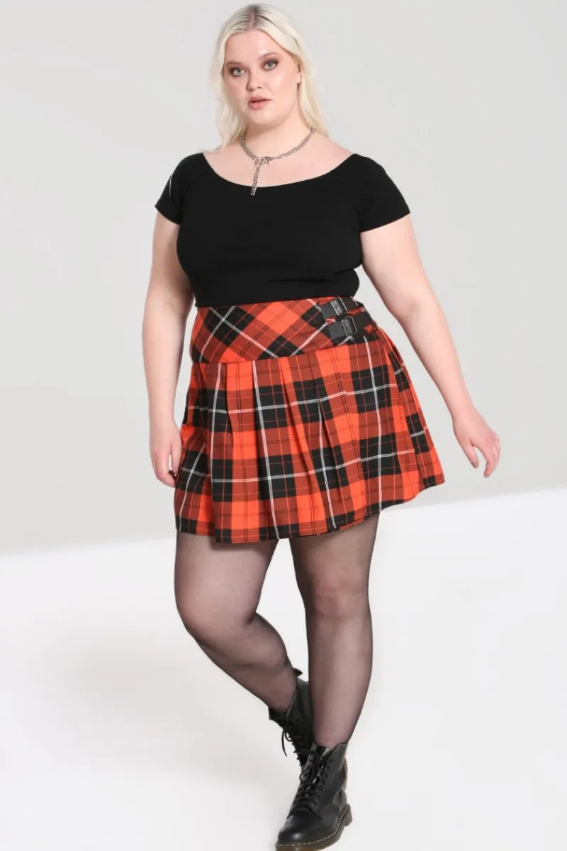 Hell Bunny Clementine Mini Skirt Orange Clearance