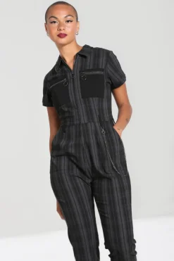 Hell Bunny Cobain Boilersuit Grey