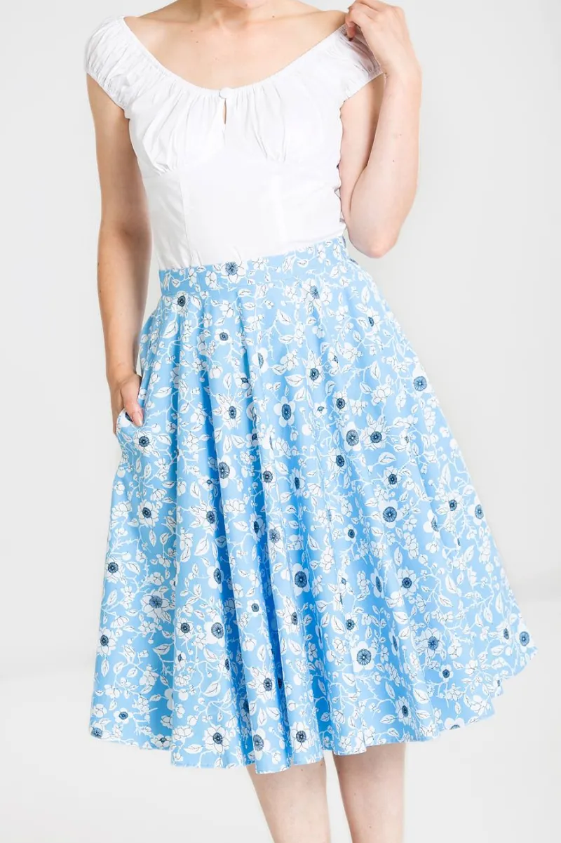 Hell Bunny Daphne 50's Skirt Blue Hot