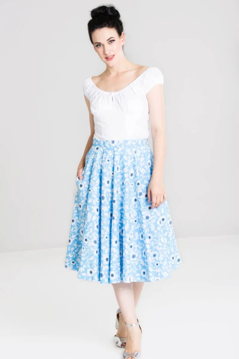 Hell Bunny Daphne 50's Skirt Blue Hot