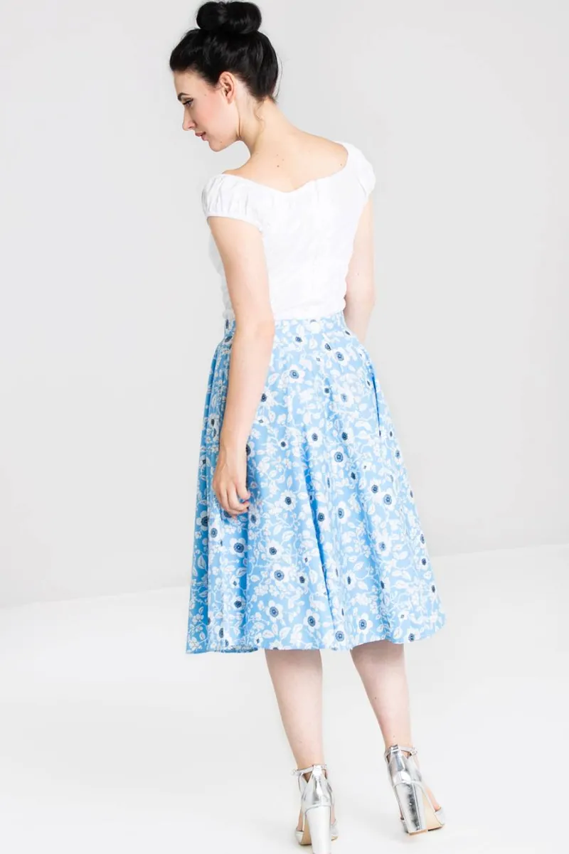 Hell Bunny Daphne 50's Skirt Blue Hot