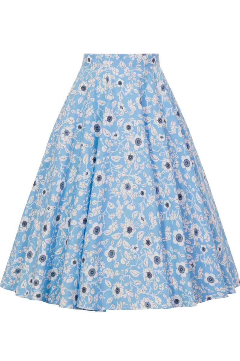Hell Bunny Daphne 50's Skirt Blue Hot