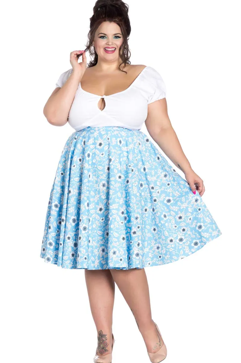 Hell Bunny Daphne 50's Skirt Blue Hot