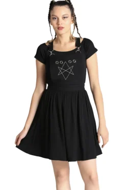 Hell Bunny Destroya Pinafore Dress Black Hot