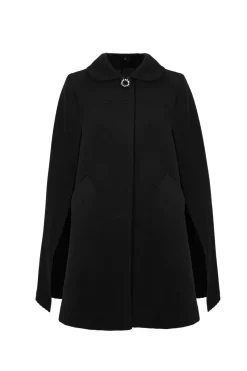 Hell Bunny Devon Cape Coat Black New