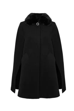 Hell Bunny Devon Cape Coat Black New