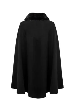 Hell Bunny Devon Cape Coat Black New