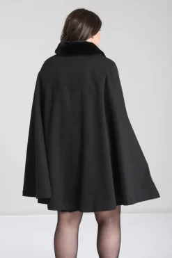 Hell Bunny Devon Cape Coat Black New