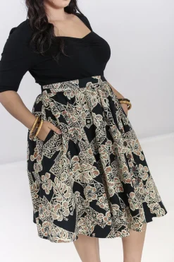 Hell Bunny Dominique 50's Skirt Black Hot