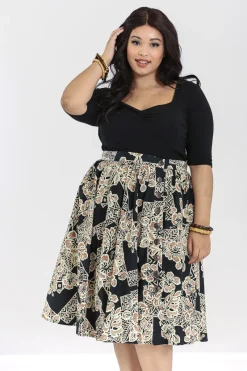 Hell Bunny Dominique 50's Skirt Black Hot