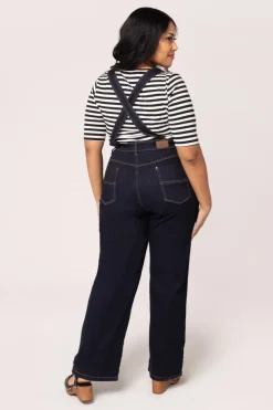 Hell Bunny Elly May Denim Dungarees Navy Discount
