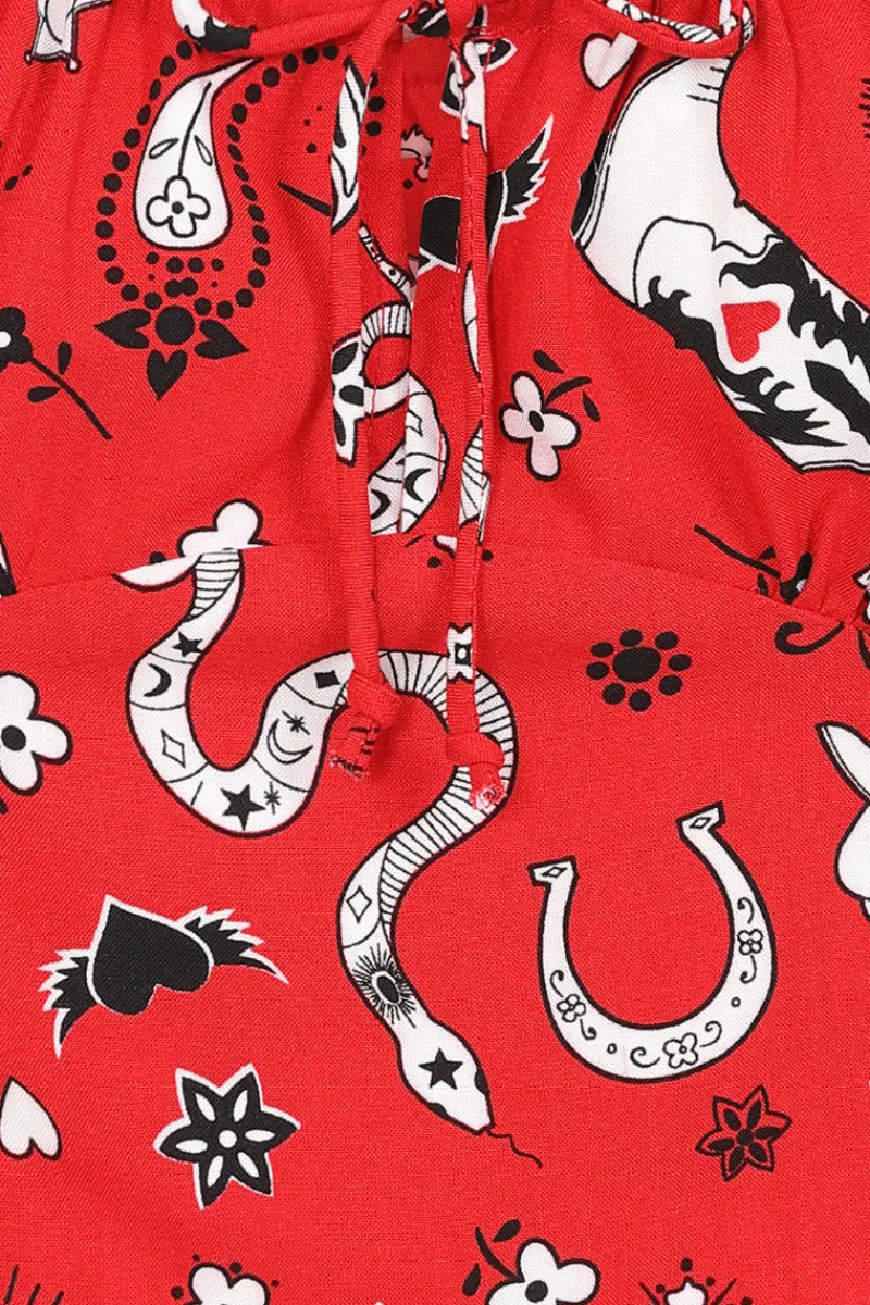 Hell Bunny Emmylou Crop Top Red New