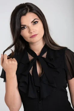 Hell Bunny Evanora Blouse Black New