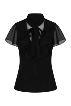Hell Bunny Evanora Blouse Black New