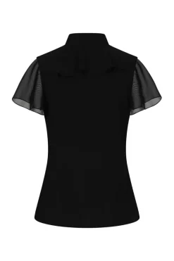Hell Bunny Evanora Blouse Black New
