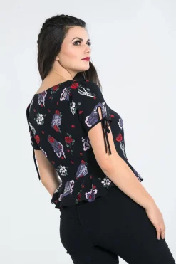 Hell Bunny Even In Death Blouse Black New