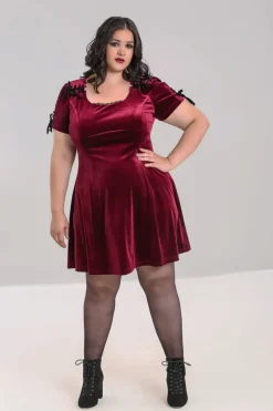 Hell Bunny Everly Mini Dress Wine Sale