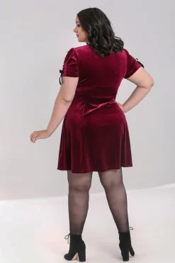 Hell Bunny Everly Mini Dress Wine Sale