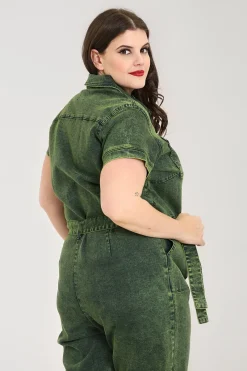 Hell Bunny Finn Boilersuit Green