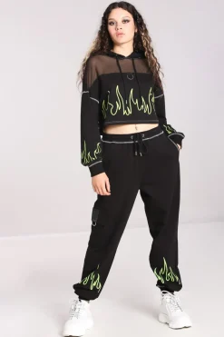 Hell Bunny Flames Joggers Black/Green