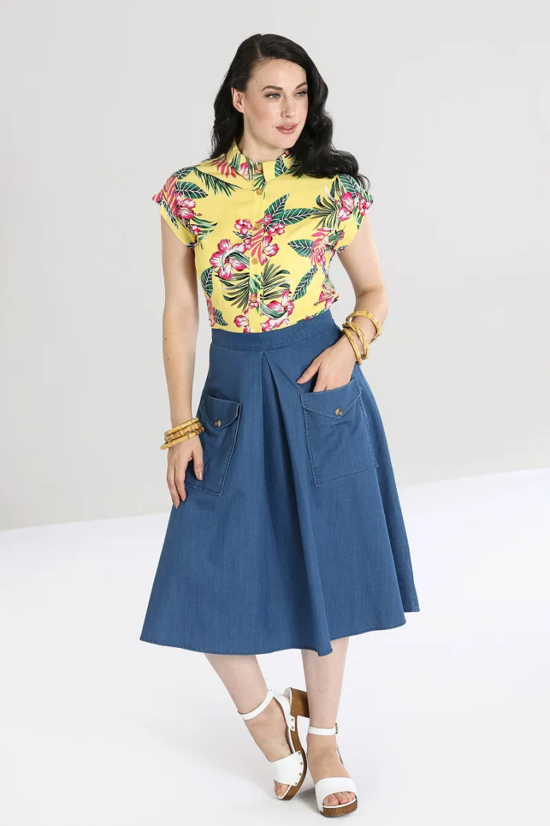 Hell Bunny Freddie Skirt Blue Discount