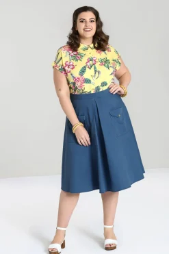 Hell Bunny Freddie Skirt Blue Discount