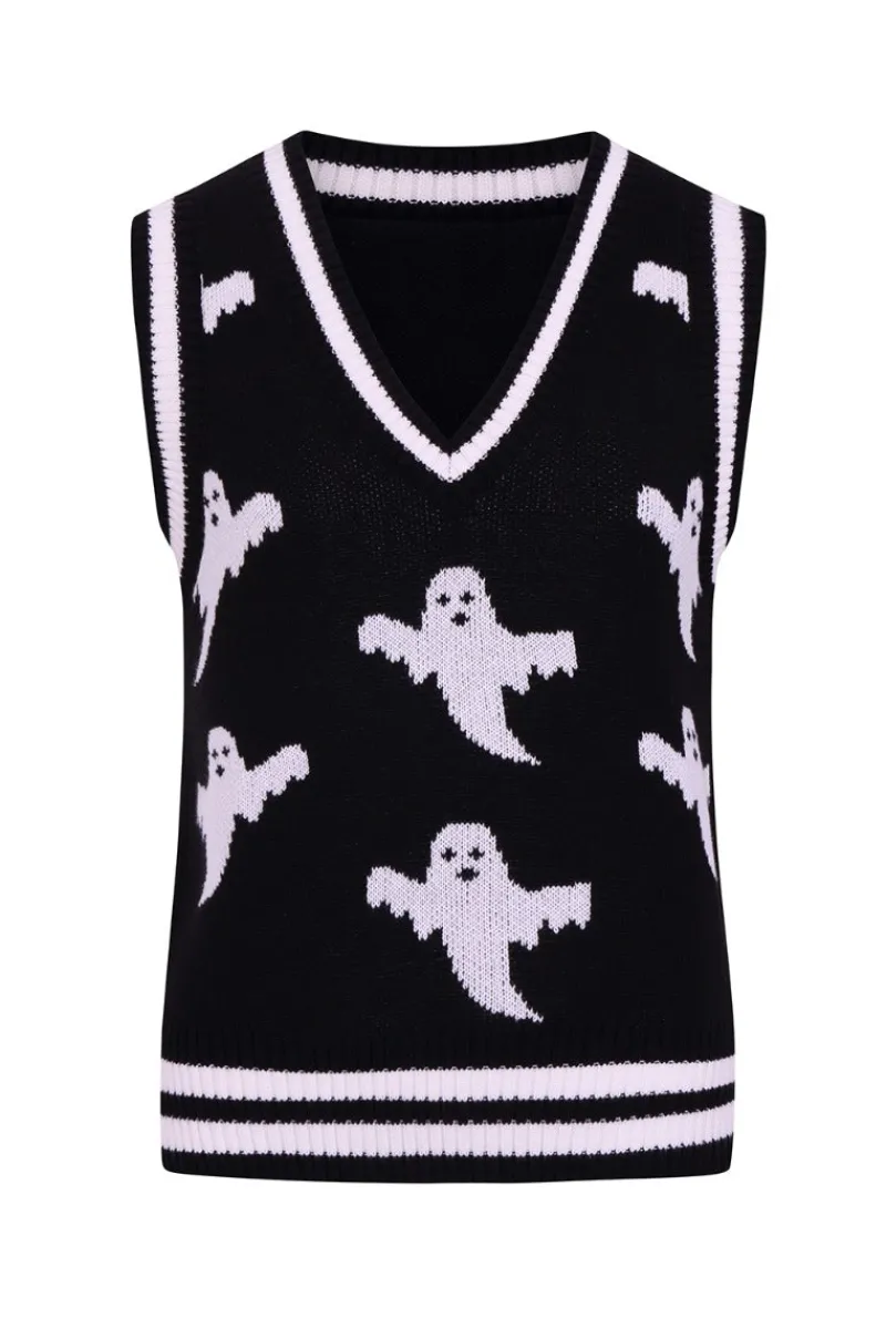 Hell Bunny Ghost Vest Top Black Best