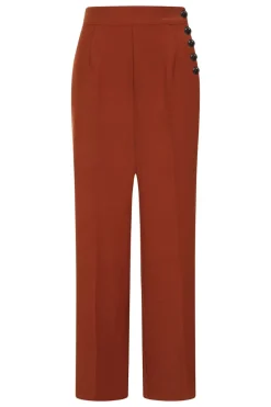 Hell Bunny Ginger Swing Trousers Brown Clearance