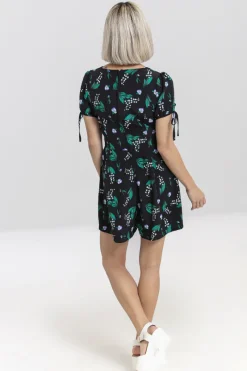 Hell Bunny Good Luck Playsuit Black Discount