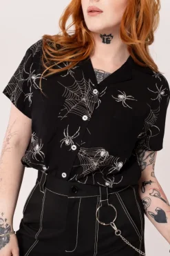 Hell Bunny Grungy Spider Shirt Black Hot