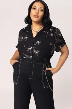 Hell Bunny Grungy Spider Shirt Black Hot