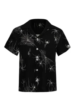 Hell Bunny Grungy Spider Shirt Black Hot