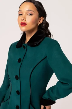 Hell Bunny Harper Coat Green New
