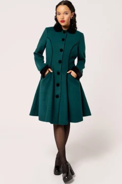 Hell Bunny Harper Coat Green New