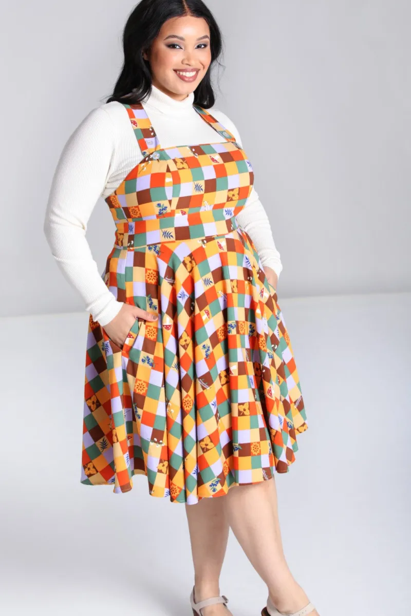 Hell Bunny Hawthorn Pinafore Dress MultiColour Hot