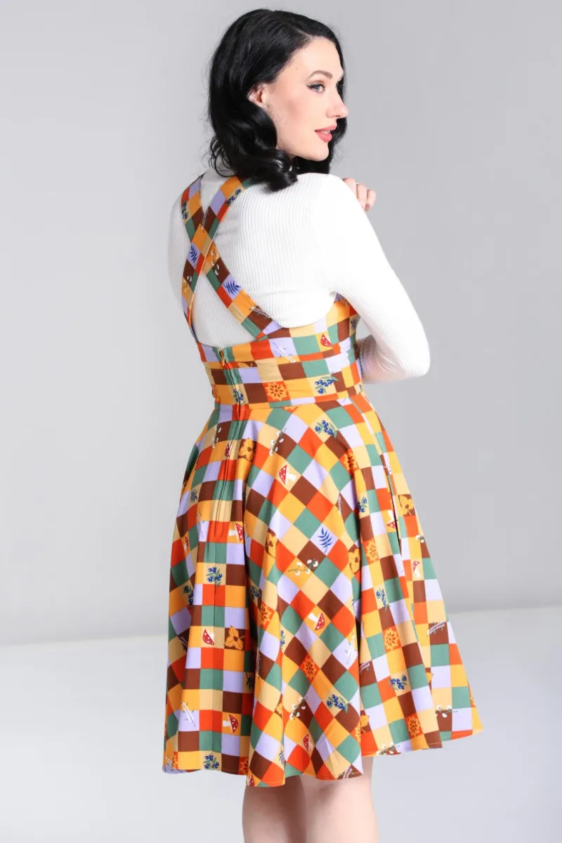 Hell Bunny Hawthorn Pinafore Dress MultiColour Hot