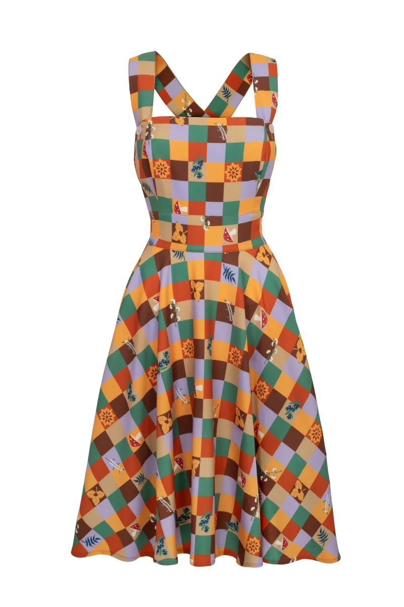 Hell Bunny Hawthorn Pinafore Dress MultiColour Hot