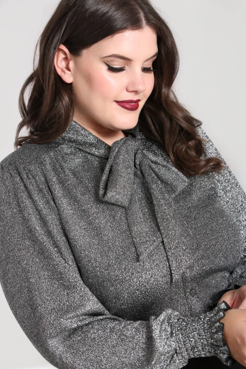 Hell Bunny Haze Blouse Silver Discount