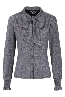Hell Bunny Haze Blouse Silver Discount