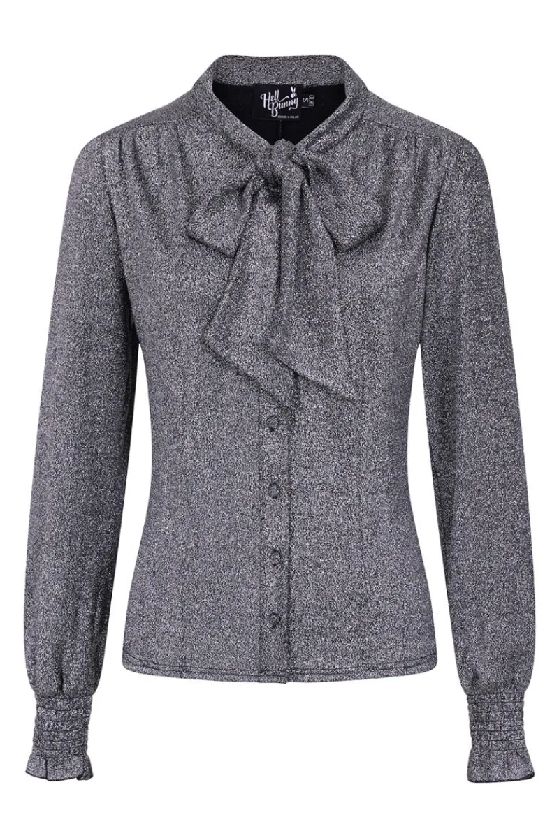 Hell Bunny Haze Blouse Silver Discount