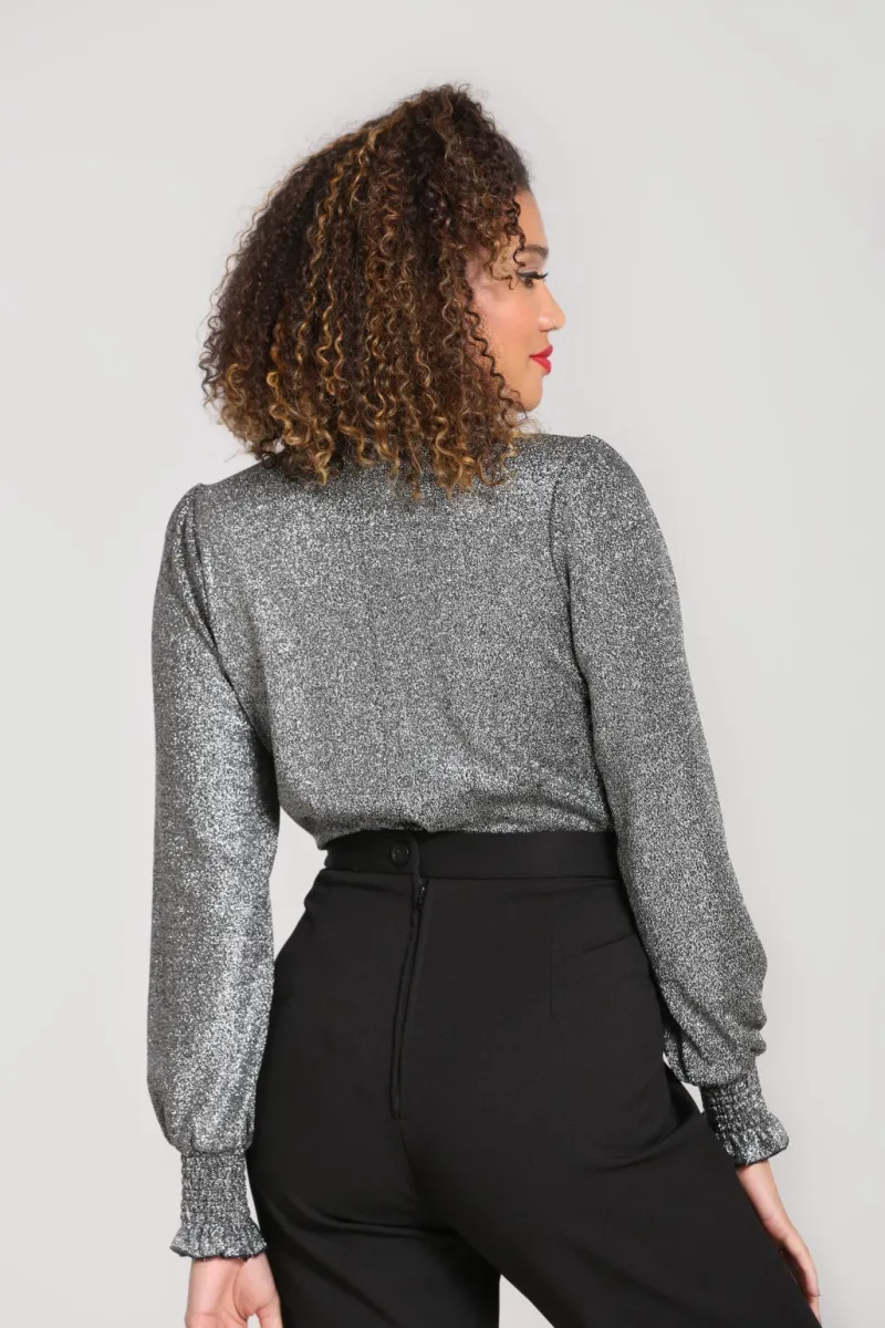Hell Bunny Haze Blouse Silver Discount