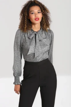Hell Bunny Haze Blouse Silver Discount