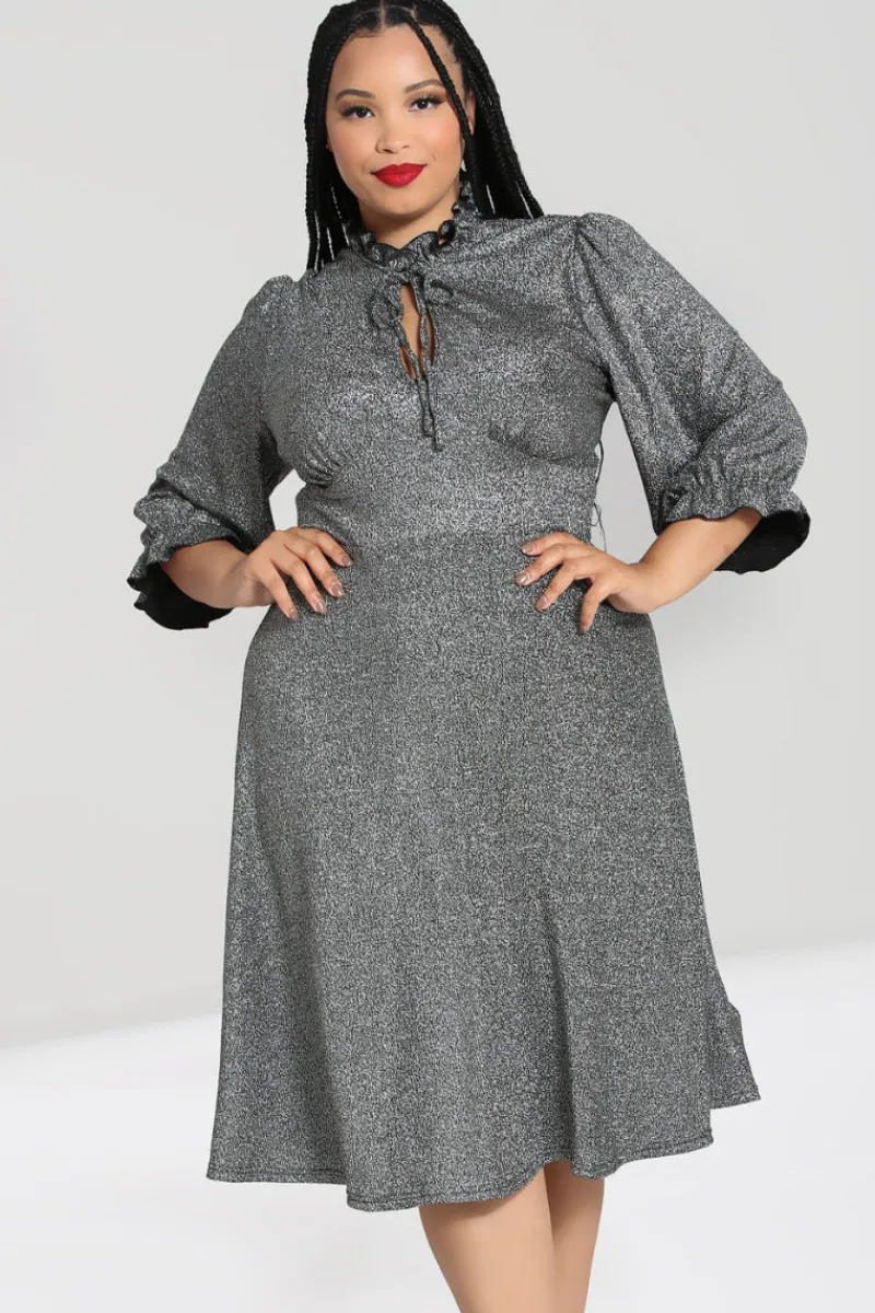 Hell Bunny Haze Mid Dress Silver