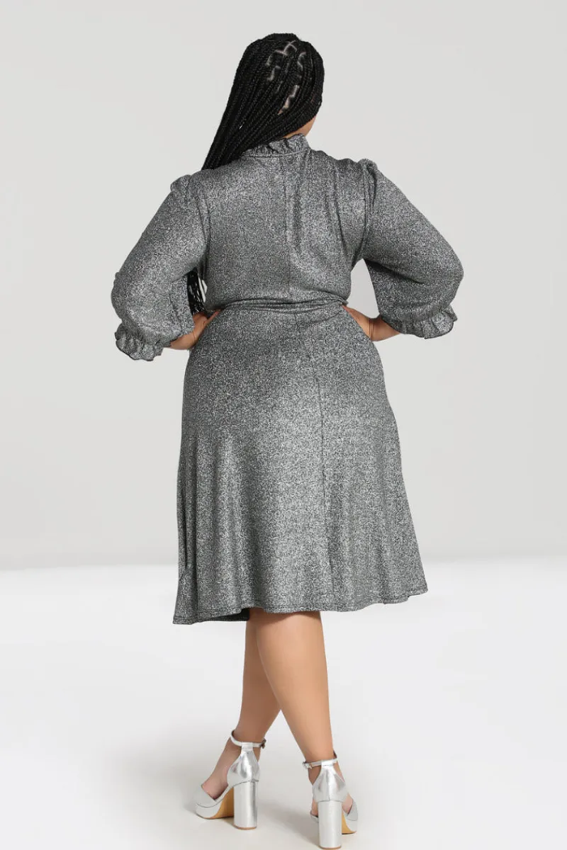 Hell Bunny Haze Mid Dress Silver